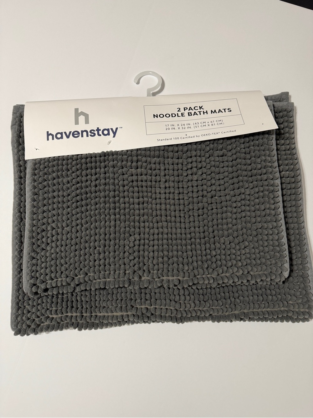 Plush Charcoal Noodle Bath Mats - 2 Pack